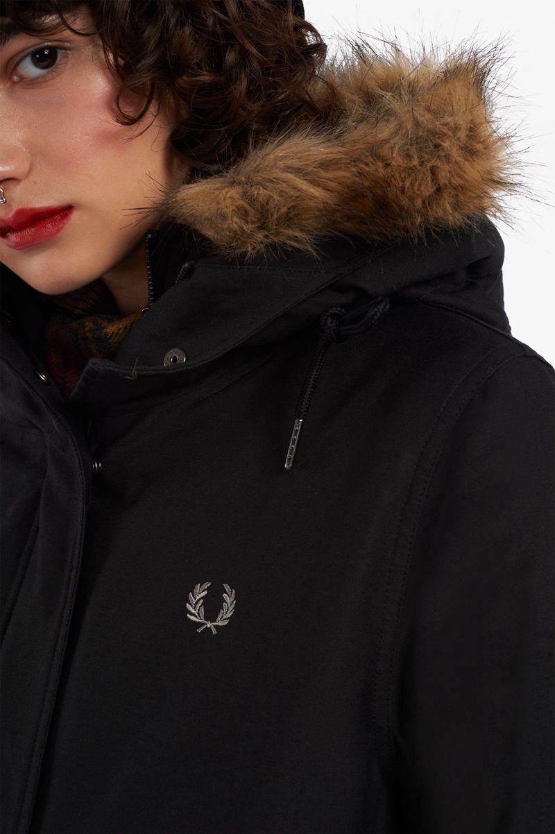 Black Fred Perry Zip-In Liner Parka Women's Jackets | PH 1919KORI